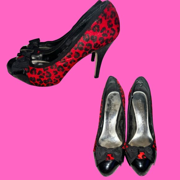 Red and Black Cheetah Heels - Picture 1 of 3